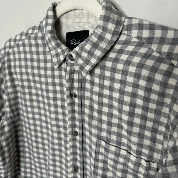 Rails Wyatt Gray & White Checked Button Front Shirt Size Medium Classic Neutral - Picture 10 of 11